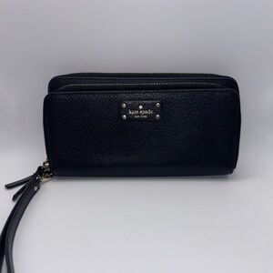 Kate Spade Grove Street Anita Double Zip Wallet Black Leather Wristlet Clutch